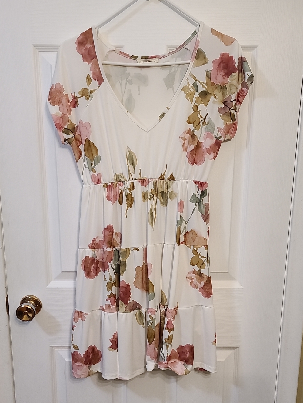 Boho Floral Tiered V-Neck Mini Dress USA Boutique Cottagecore Feminine Romantic
